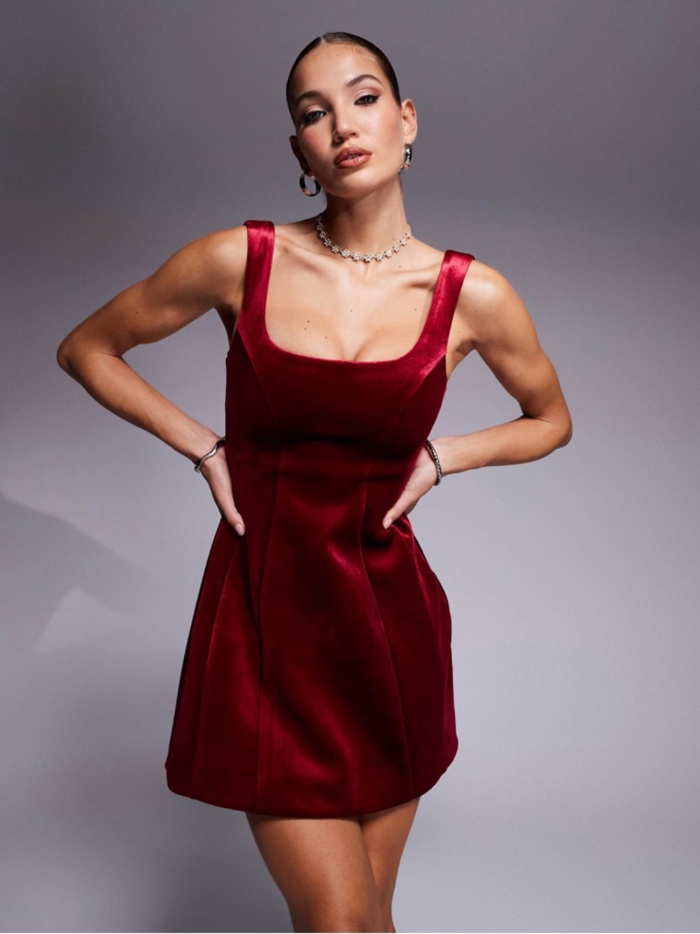ASOS Design Red Velvet Mini Dress